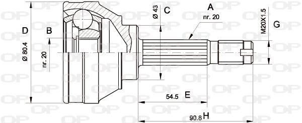 OPEN PARTS Шарнирный комплект, приводной вал CVJ5001.10